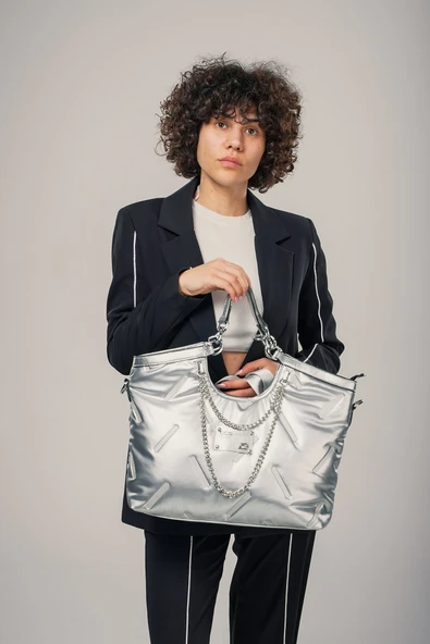 Enya Gri Cilt Omuz Çantası ürün görseli 1