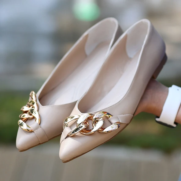 Popi Nude Cilt Zincirli Babet Ayakkabı - Resim 7