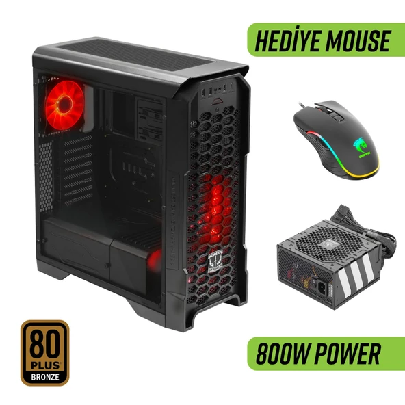 Green Striker Midtower Gaming Bilgisayar Kasası 800W 80+ Bronze PSU Dahil - 5
