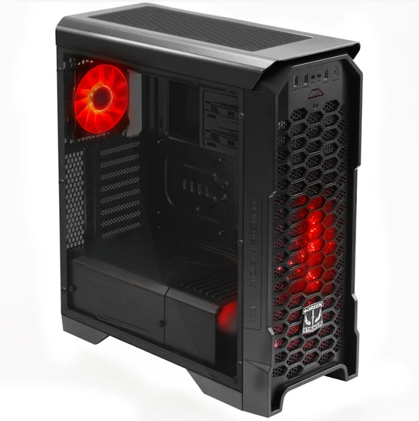 Green Striker Midtower Gaming Bilgisayar Kasası 800W 80+ Bronze PSU Dahil