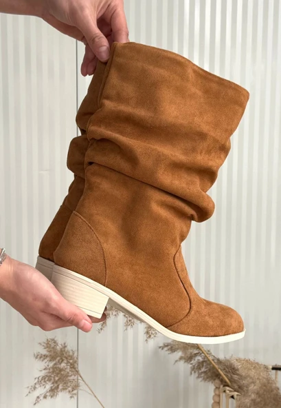 Jolin Taba Süet Topuklu Çizme - Resim 3