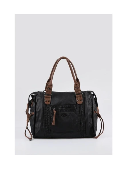 Muert Siyah Cilt Omuz Askılı El Çantası - Resim 2