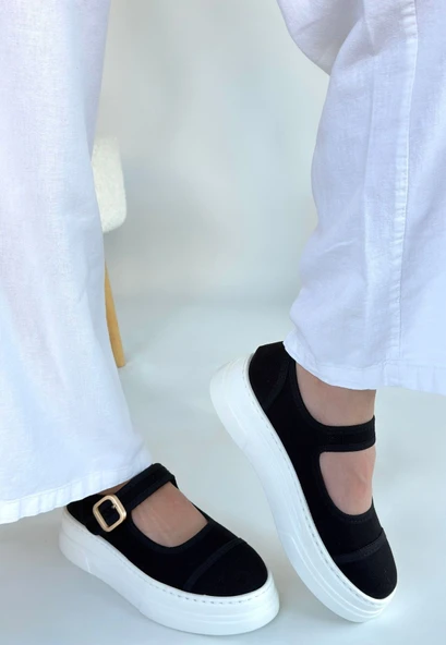 Lunni Siyah Keten Spor Ayakkabı - Resim 3