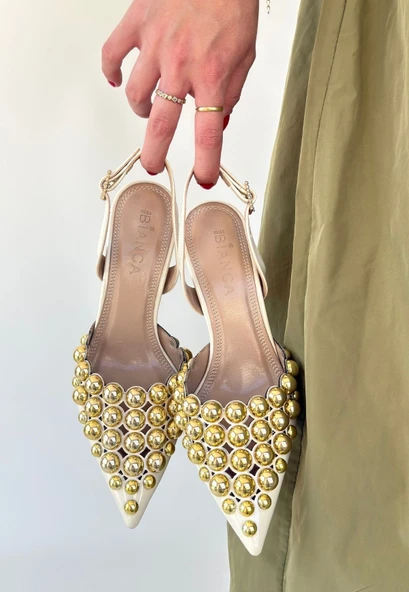 Makay Bej Rugan Topuklu Ayakkabı - Resim 2