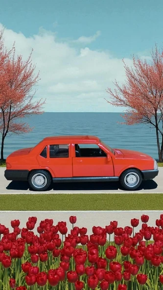 Nostaljik Metal Çek Bırak Kırmızı Tofaş Şahin Araba Kapılar Açılır - 5