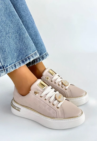 Jlar Bej Cilt Bağcıklı Spor Ayakkabı ürün görseli