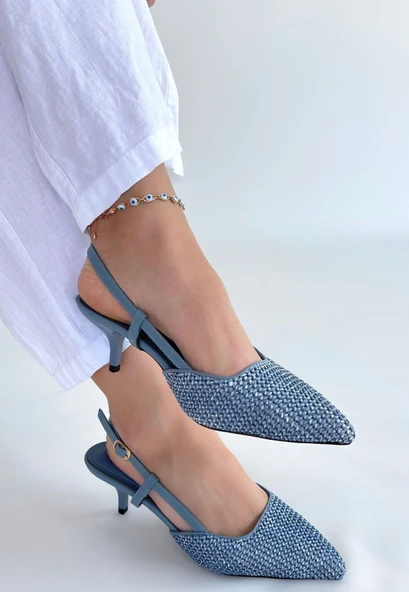 Natti Mavi Cilt Topuklu Ayakkabı ürün görseli 1