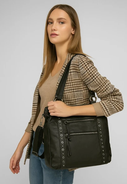 Çetya Siyah Cilt Omuz Çantası ürün görseli 1