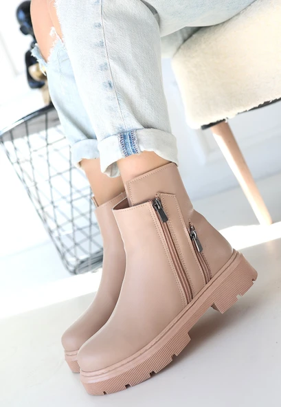 Menta Nude Cilt Fermuar Aksesuarlı Bot - Resim 3