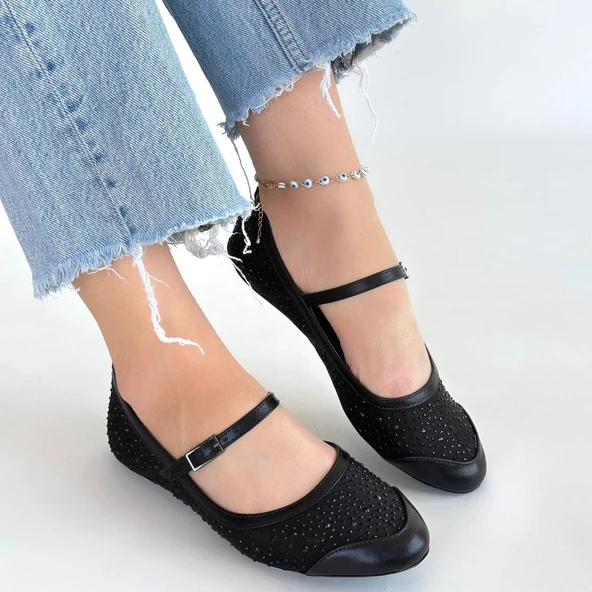 Toyan Siyah Cilt Babet Ayakkabı - Resim 4