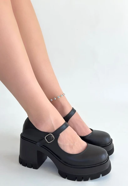 Dlor Siyah Cilt Dolgu Topuk Ayakkabı - Resim 2