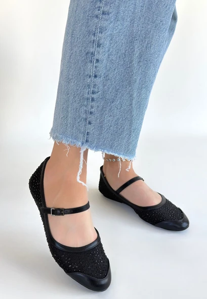 Toyan Siyah Cilt Babet Ayakkabı - Resim 2