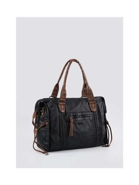 Muert Siyah Cilt Omuz Askılı El Çantası - Resim 3