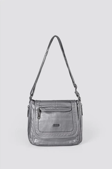 Ziwen Gri Cilt Omuz Çantası ürün görseli 1