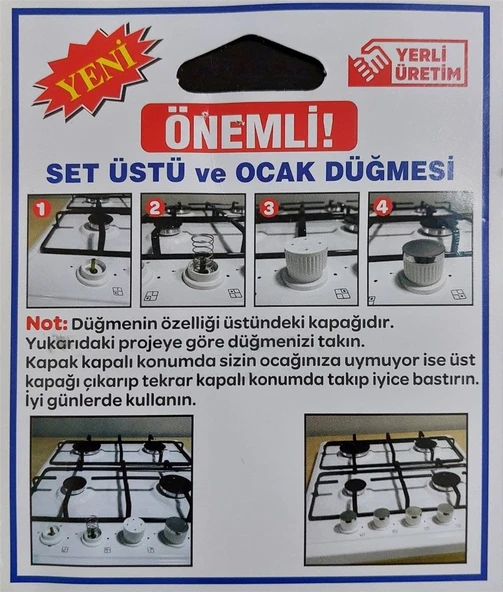 Kumtel Uyumlu Düğme 4 lü Takımı Ankastre Set Üstü Ocak Düğmesi - Siyah (YAYLI) Görselle Eşleştirin - Resim 4