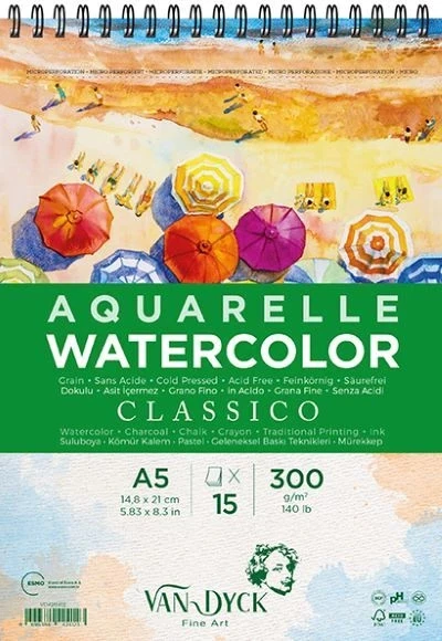 Supertrend Classico Cold Pres Spiralli Sulu Boya Defteri Blok 300 gr. A5 15 yaprak ürün görseli 1