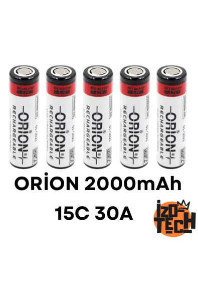 Orion ORİON 18650 2000mAh 15C 30A Li-ion 5'Lİ Matkap Pili ürün görseli 1