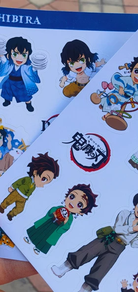 Tanjiro Kamado-2li çıkartma sticker-Inosuke Hashibira-Demon Slayer-etiket parlak kağıt-süsleme-hediye - Resim 8