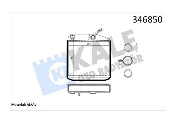 KALORIFER RADYATORU MITO DOBLO III LINEA FIORINO PRATICO GRANDE PUNTO QUBO BIPPER NEMO CORSA D 1,2 / - KALE 346850 - 1