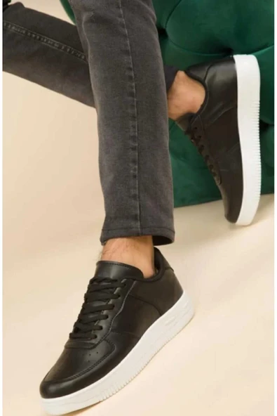 Günlük Kadın Siyah Beyaz Sneaker Bağcıklı Rahat Fileli Hava Alabilen Yürüyüş Spor Ayakkabısı ürün görseli