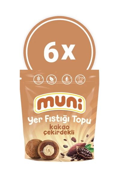 muni Kakao Çekirdekli Yer Fıstığı Topu, 80 G X 6 Adet