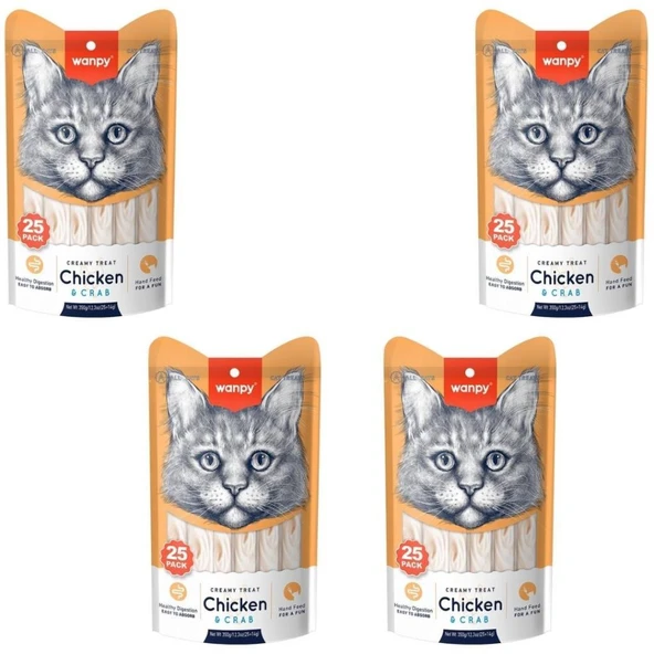 Wanpy Tavuklu & Yengeçli Sıvı Ödül Maması 25x14 Gr X 4 Adet ürün görseli