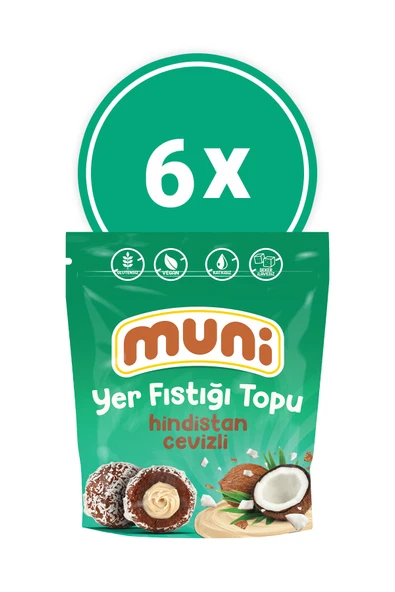 muni Hindistan Cevizli Yer Fıstığı Topu, 80 G X 6 Adet