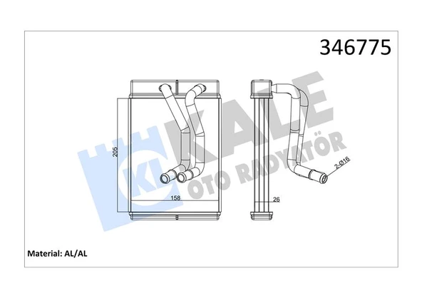 Hyundaı Kalorıfer Radyatoru Hyundaı Sonata 98>05 - Kale 346775 ürün görseli