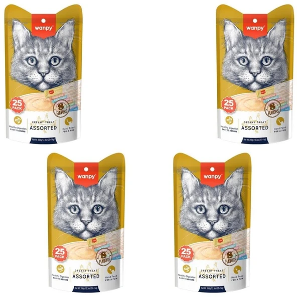 Wanpy Karışık 8 Lezzetli Krema Kedi Ödülü 25x14 Gr X 4 ADET ürün görseli