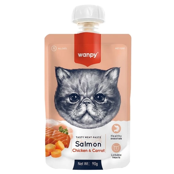 Wanpy Taze Somonlu &Tavuklu Kedi Et Ezmesi 90 gr - 1