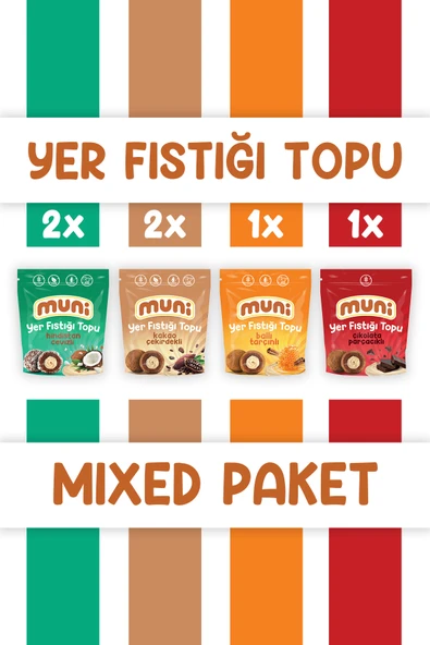 muni Yer Fıstığı Topu, Mixed Paket, 80 G X 6 Adet