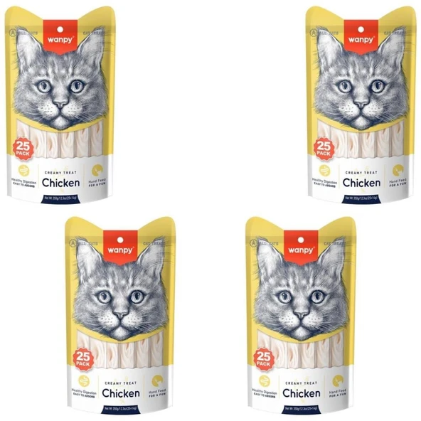 Wanpy Tavuklu Sıvı Kedi Ödülü 25x14 Gr X 4 ADET