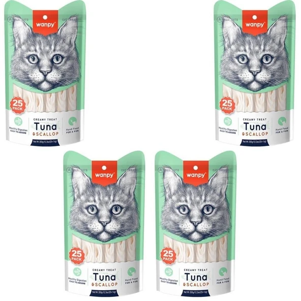 Wanpy Ton Deniz Taraklı Krema Kedi Ödülü 25*14 Gr x 4 Adet - 1