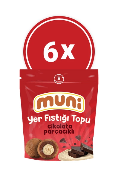 muni Çikolata Parçacıklı Yer Fıstığı Topu, 80 G X 6 Adet