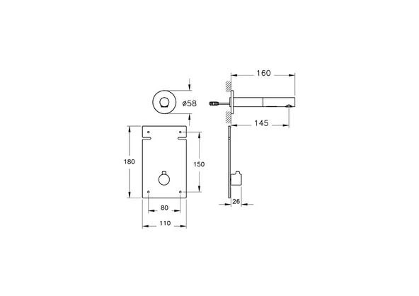 Vitra Lavabo Bataryası, Origin, Duvardan, Ankastre, Fotoselli, (Çift Su Girişli - Elektrikli), Kısa A47110 - 2