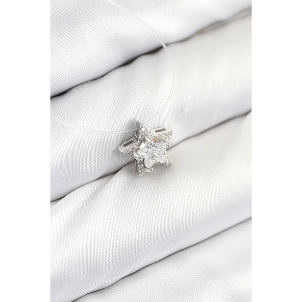 Misineli Yıldız Model Gümüş Renk Hayalet Kolye