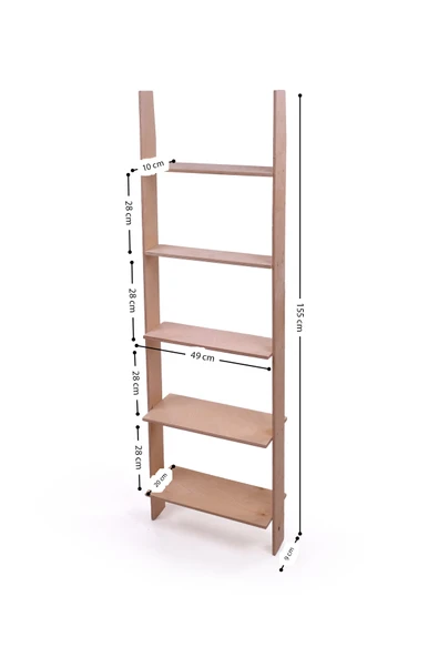 Ahşap Merdiven 5 Raflı Kitaplık, Dekoratif Düzenleyici ürün görseli 1