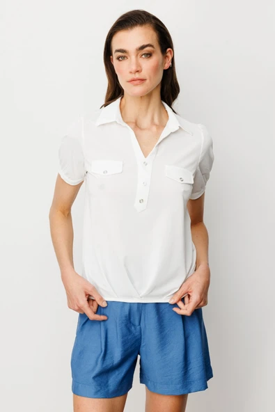 On Süs Düğmeli Bluz - 9