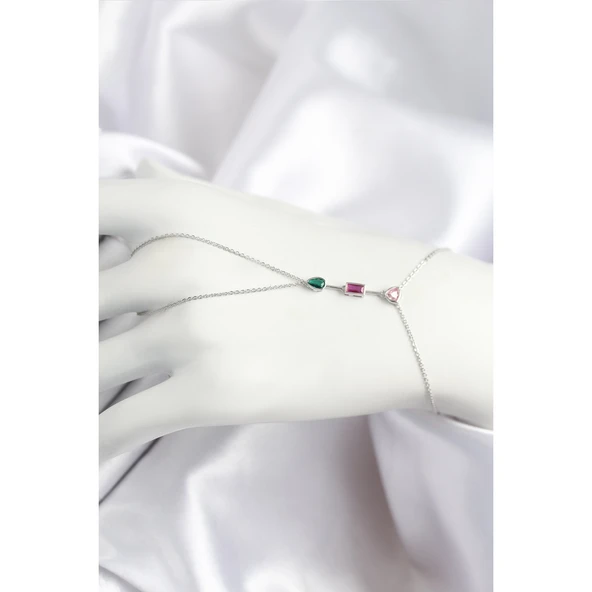 Pirinç Renkli Zirkon Taşlı Model Gümüş Renk Şahmeran - TJ-SN722