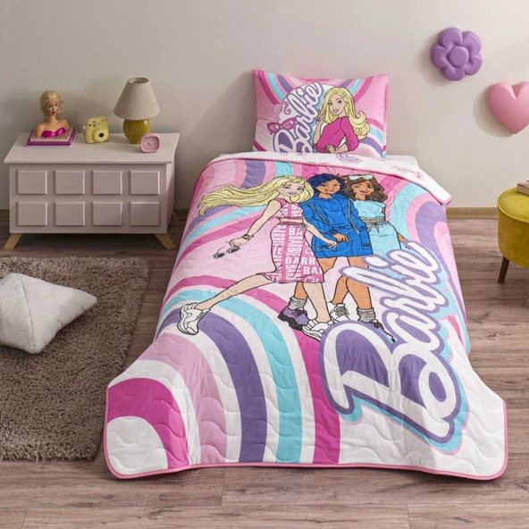 Lisanslı Barbie Imagine Tek Kişilik Yatak Örtüsü Seti - 2