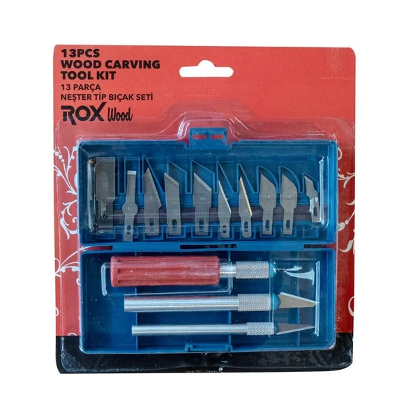 Rox Wood Neşter Tip Maket Bıçağı Seti 13 Parça ürün görseli