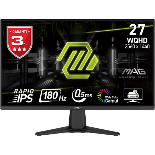 MSI MAG 275QF 27" 180Hz 0.5ms HDMI DP Adaptive-Sync HDR Ready WQHD Rapid IPS Gaming Monitör ürün görseli