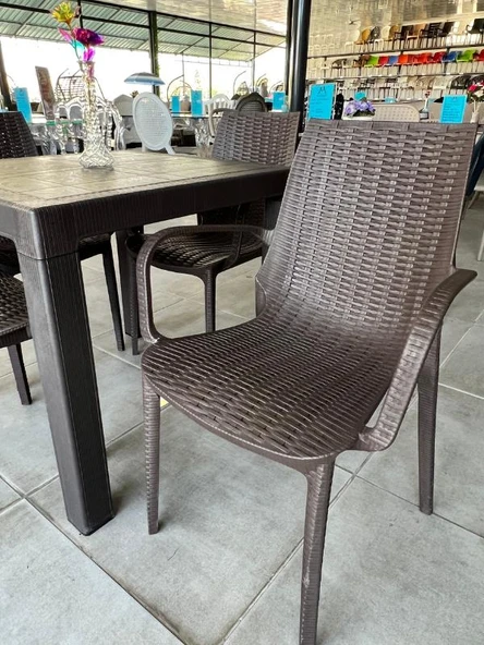 Mandella Elit Rattan 80x80 Nirvana Koltuk Masa Takımı Kahverengi - Resim 3