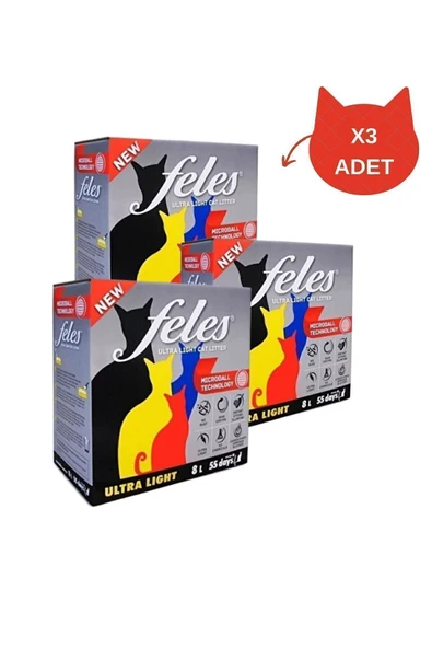 Feles Natural Tozsuz Karbonlu Kedi Kumu 8 Litre 3 Adet - Resim 2