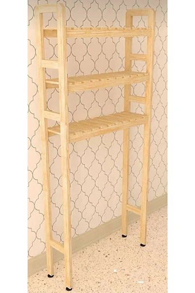 Ahşap Çamaşır Makinesi Üstü 3 Katlı Düzenleyici, Banyo Rafı, Çok Amaçlı Dolap - 2