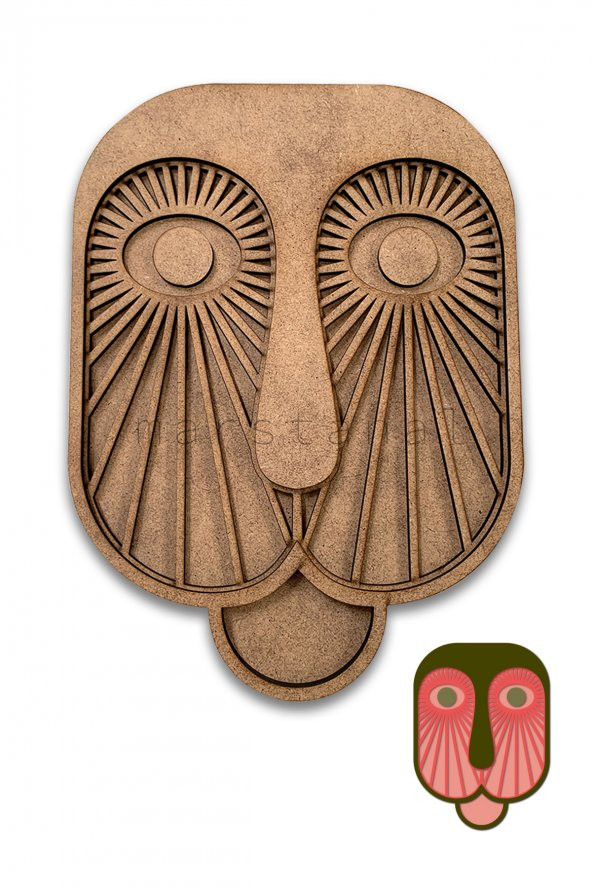 Afrika Maskesi -40 cm  Boyanabilir Ham Mdf Maske