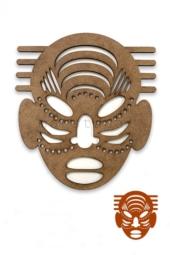 Afrika Maskesi - 50 cm Boyanabilir Ham Mdf Maske