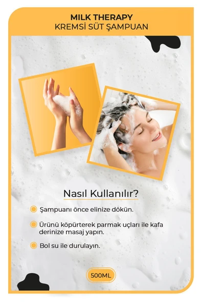 Morfose Milk Therapy Şampuan 500 ml - Süt Proteinli, Onarıcı, Besleyici Etki - Resim 3