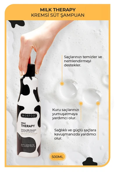 Morfose Milk Therapy Şampuan 500 ml - Süt Proteinli, Onarıcı, Besleyici Etki - Resim 2