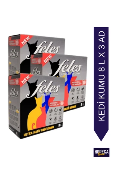 Feles Natural Tozsuz Karbonlu Kedi Kumu 8 Litre 3 Adet ürün görseli 1